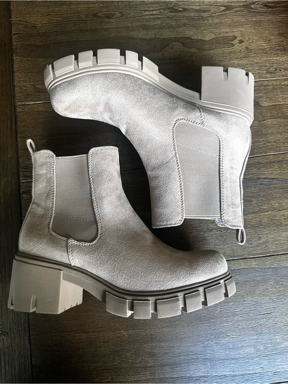 Madden Girl Taupe Chunky Chelsea Heeled Boots